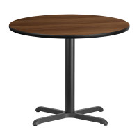 Flash Furniture XU-RD-36-WALTB-T3030-GG 36" Round Walnut Laminate Table Top with 30" Table Height Base